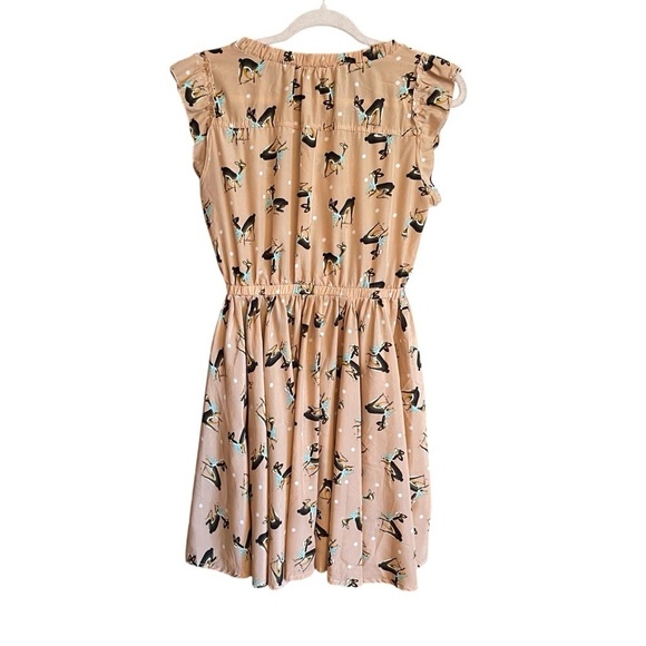 MUSS cute Deer Print-A Line-Circle Skirt-Size Small-Button up-White Dots - Picture 6 of 14